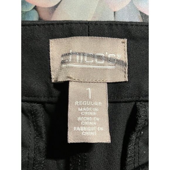 Chicos Womens Flat Front Straight Leg Dress Pants Size 1 (Medium 8) Black - Picture 2 of 8